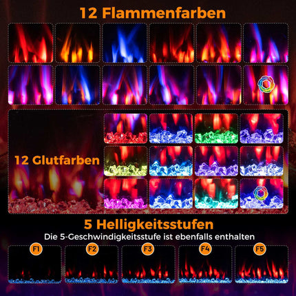 42" Electric Fireplace, 750W/1500W, Wi-Fi, Remote Control