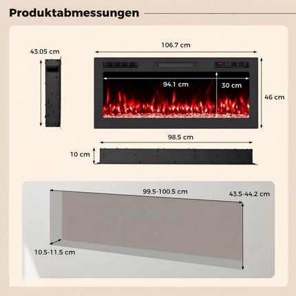 42" Electric Fireplace with Smart Control & Heater