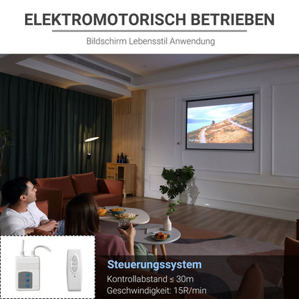 Electric projector screen 4:3, 171x130 cm with remote control