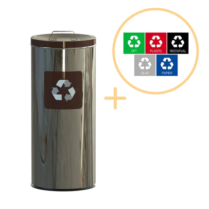 45L Brown Stainless Steel Recycling Bin with Handle
