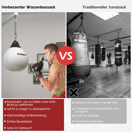 Ø45 cm Water Punching Bag 50 kg Boxing Punching Bag with Adjustable Metal Chain White