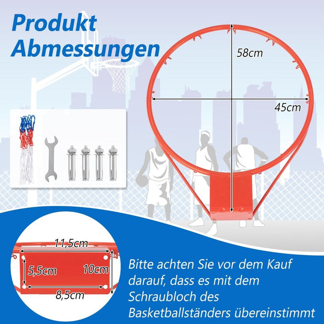 Ø45cm basketbalring met ring & net voor deur & muurbevestiging indoor mini basketbalring oranje