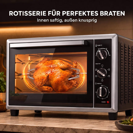 46L Mini Oven with Convection, Rotisserie, Timer, Black