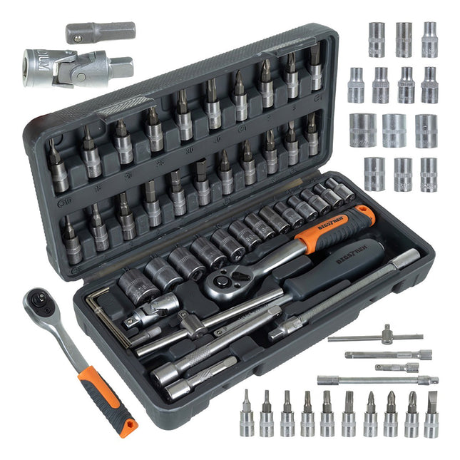 46-Piece Socket Wrench Set with Case, Cr-V Steel