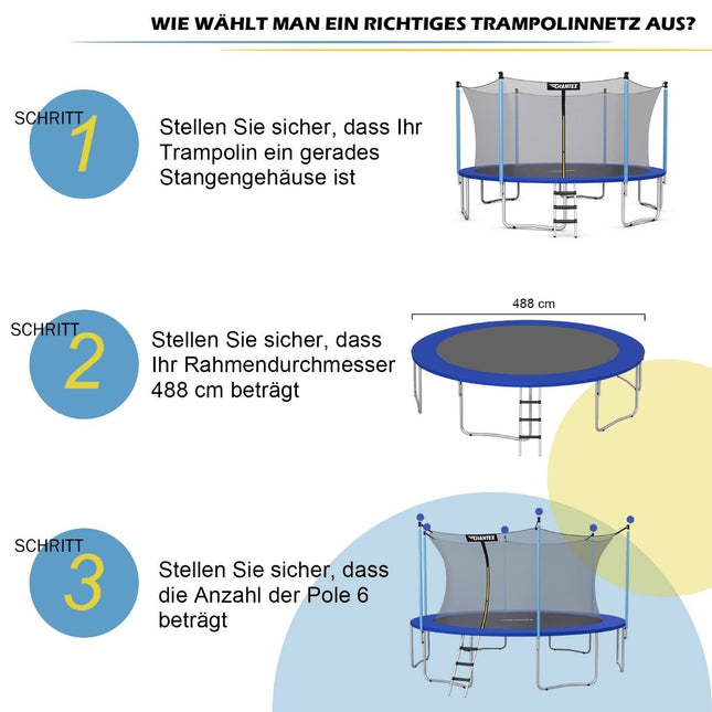 Ø 487cm trampoline veiligheidsnet voor tuintrampolines vervangend net binnen