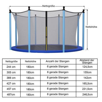 Ø 487cm trampoline safety net for garden trampolines replacement net inside