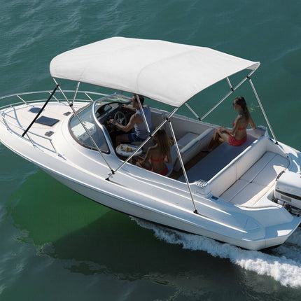 4 Bow Boat Bimini Top, 600D Polyester, Aluminum Frame, Grey 96 in
