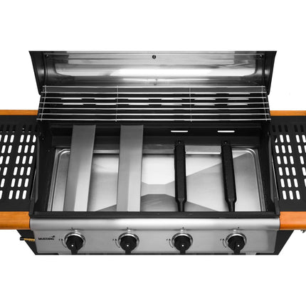 4-Burner Cast Iron Gas Grill, 77x41 cm Cooking Area