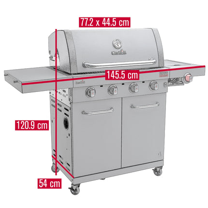 4-Burner Gas Grill with Infrared Sear Burner, Cast Iron Grates