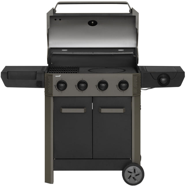 4-Burner Gas Grill with Side Burner, 72x42 cm Cooking Area