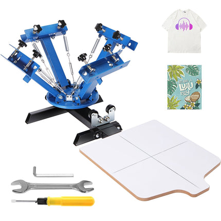 4-Color 1-Station Screen Printing Press, 360 Rotary, 21.2x17.7in