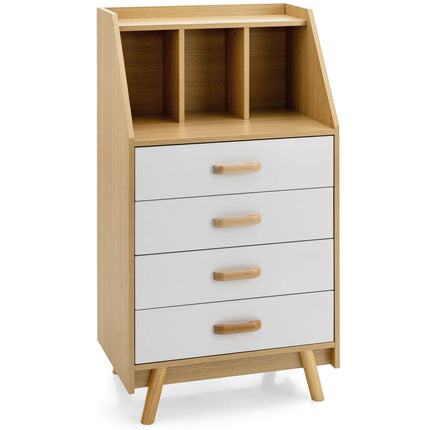 4-Drawer Dresser, Solid Wood, Anti-Tip, Open Shelf