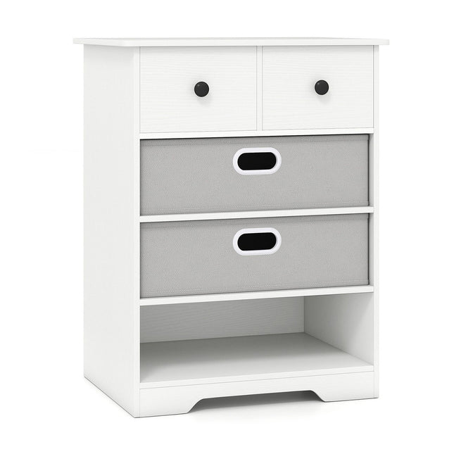 4-Drawer Dresser with Open Shelves, White, 58x42x75 cm
