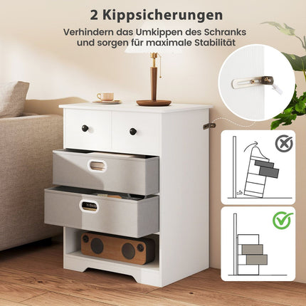 4-Drawer Dresser with Open Shelves, White, 58x42x75 cm