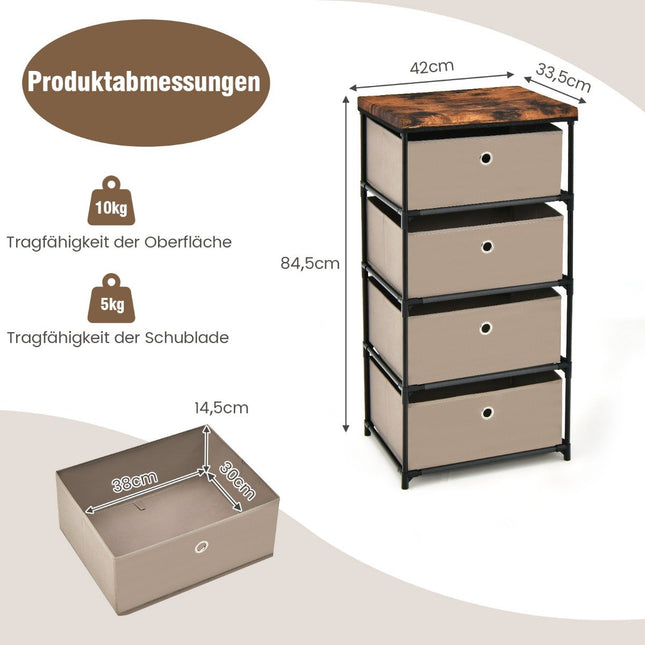 4-Drawer Fabric Dresser for Bedroom Storage, 42x33.5x84.5 cm