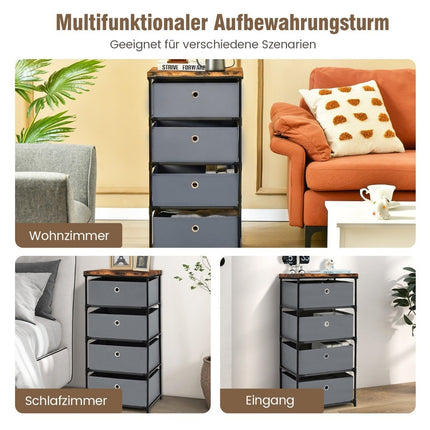 4-Drawer Fabric Dresser for Bedroom Storage, 42x33.5x84.5 cm, Gray