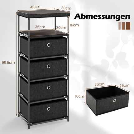 4-Drawer Fabric Dresser with Wood Top and Shelf