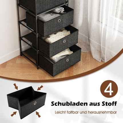 4-Drawer Fabric Dresser with Wood Top and Shelf