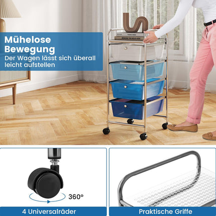 4-Drawer Rolling Storage Cart with Removable Bins