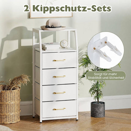 4-Drawer Storage Cabinet with Fabric Drawers – White