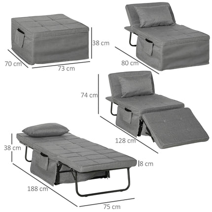Folding 4-in-1 guest bed & ottoman with adjustable height