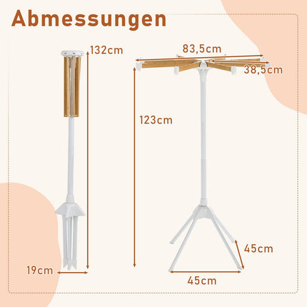 4-Leg Clothes Drying Rack with 8 Bamboo Rods, 40 Slots