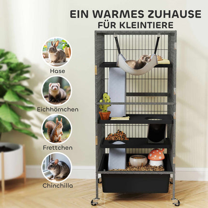 4-Level Small Animal Cage with Platforms and Ramps