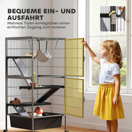 4-Level Small Animal Cage with Platforms and Ramps