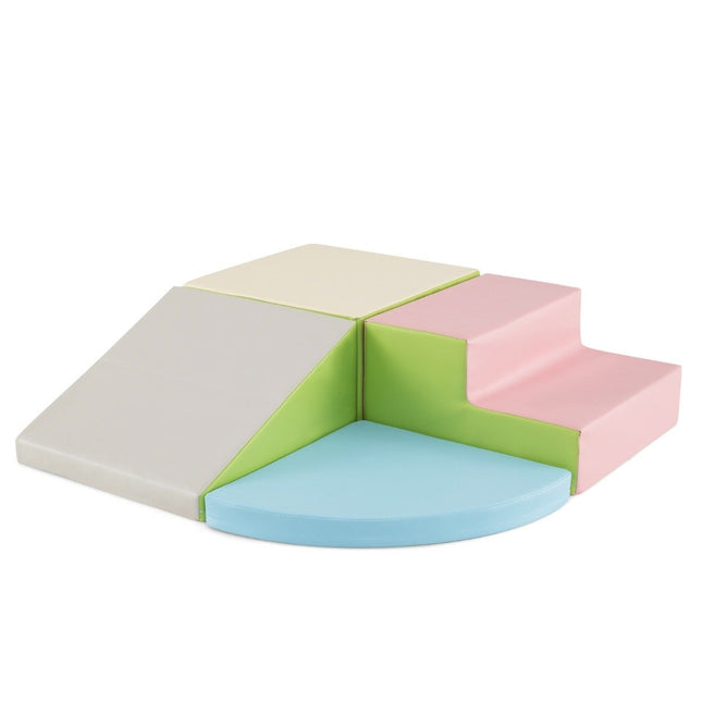 4 stuks schuimblokken om rond te rennen en te klimmen. Grote bouwstenen. Roze + Groen.