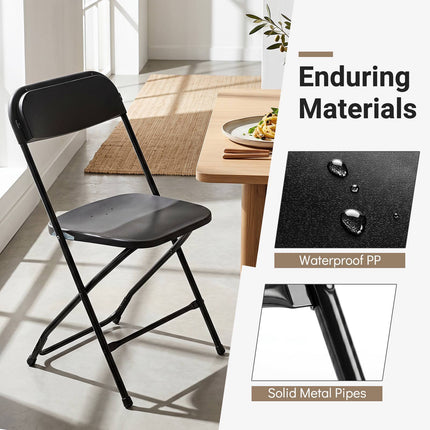 4 Pack Black Folding Chairs with Heavy Duty Metal Frame