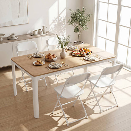 4 Pack White Folding Chairs with Heavy Duty Metal Frame
