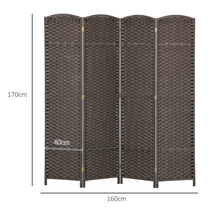 4-Panel Folding Room Divider, Brown, Polypropylene