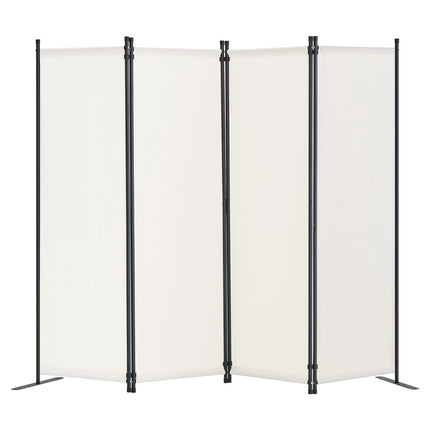 4-Panel Folding Room Divider, Fabric Privacy Screen, White