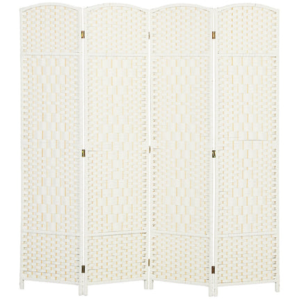 4-Panel Folding Room Divider, White, Polypropylene, Pine