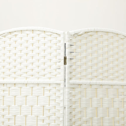 4-Panel Folding Room Divider, White, Polypropylene, Pine