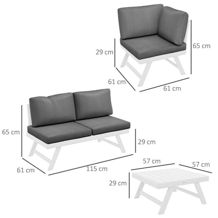 4-piece gray garden furniture set, sofa and coffee table