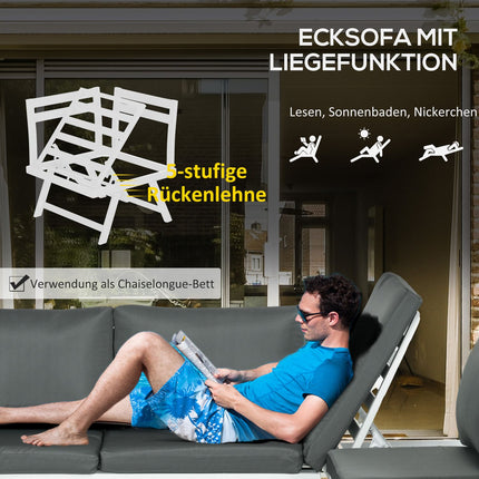 4-piece gray garden furniture set, sofa and coffee table