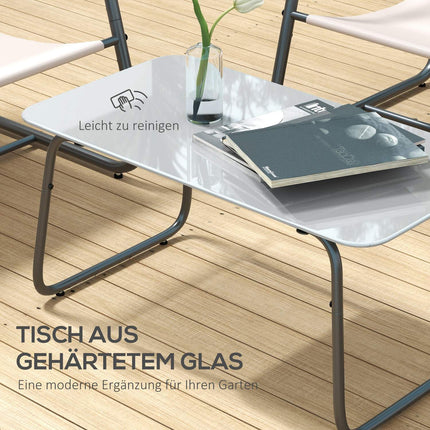 Outdoor dining set: 4-piece furniture set in cream mesh