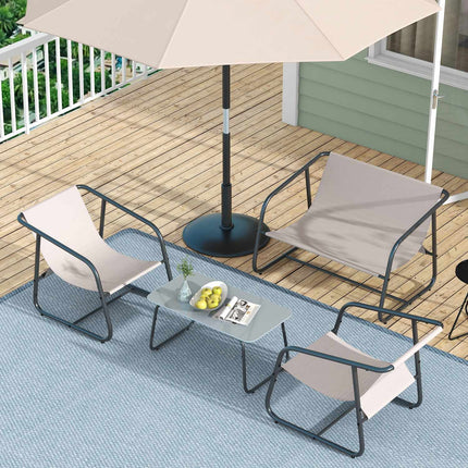 Outdoor dining set: 4-piece furniture set in cream mesh