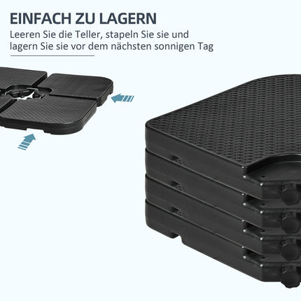 Weather-resistant parasol base, holds up to 80 kg of sand