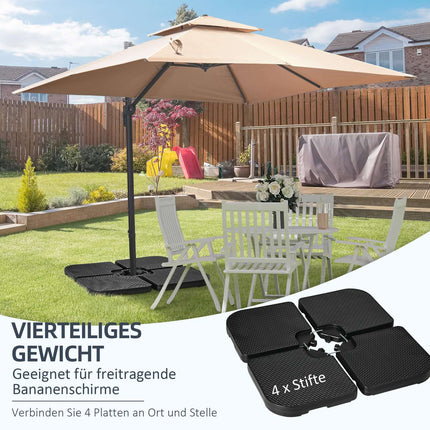 Weather-resistant parasol base, holds up to 80 kg of sand