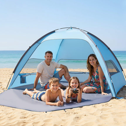 4-Person Beach Tent Sun Shelter, UPF 50+, Carry Bag