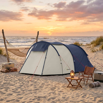 4-Person Family Tunnel Tent with Living Area, 3000mm Waterproof
