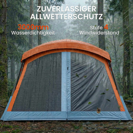 4-Person Family Tunnel Tent with Living Room & Skylights