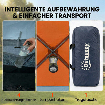 4-Person Family Tunnel Tent with Living Room & Skylights