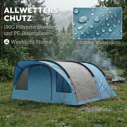 4-Person Family Tunnel Tent with Removable Divider