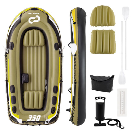4-Person Green Inflatable Fishing Boat with Oars