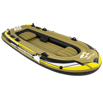 4-Person Green Inflatable Fishing Boat with Oars