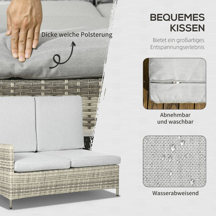 4-piece rattan garden furniture, weatherproof, removable covers