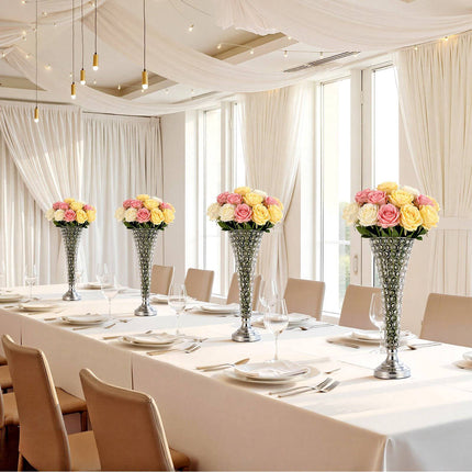 4-Piece 51 cm Silver Crystal Wedding Flower Vases